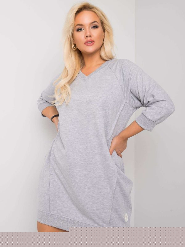 Szara melanżowa bawełniana sukienka plus size Karissa