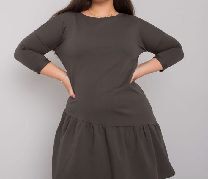 Hurtownia Ciemna khaki sukienka plus size z falbaną Linda
