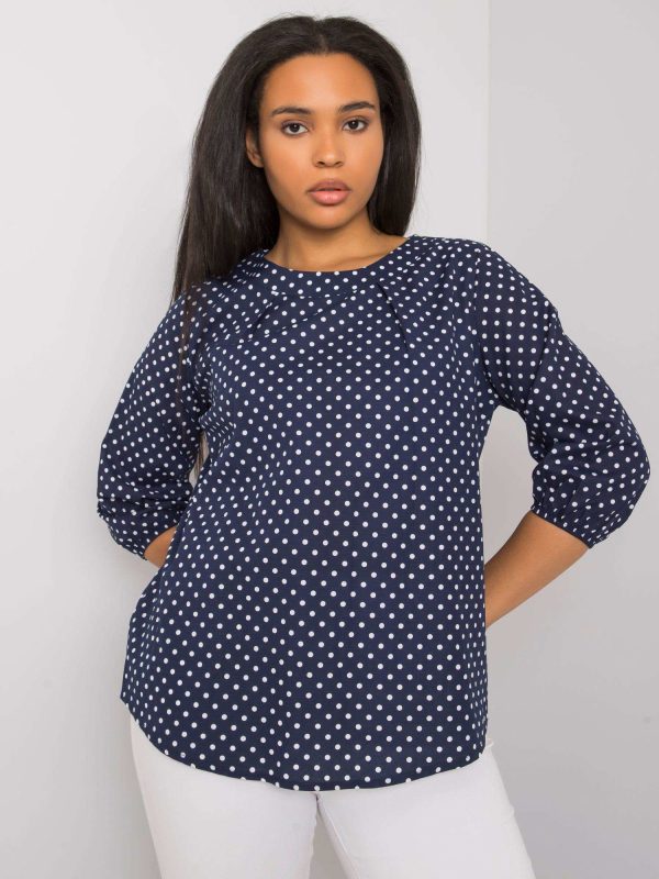 Granatowa bluzka plus size w groszki Rosaria