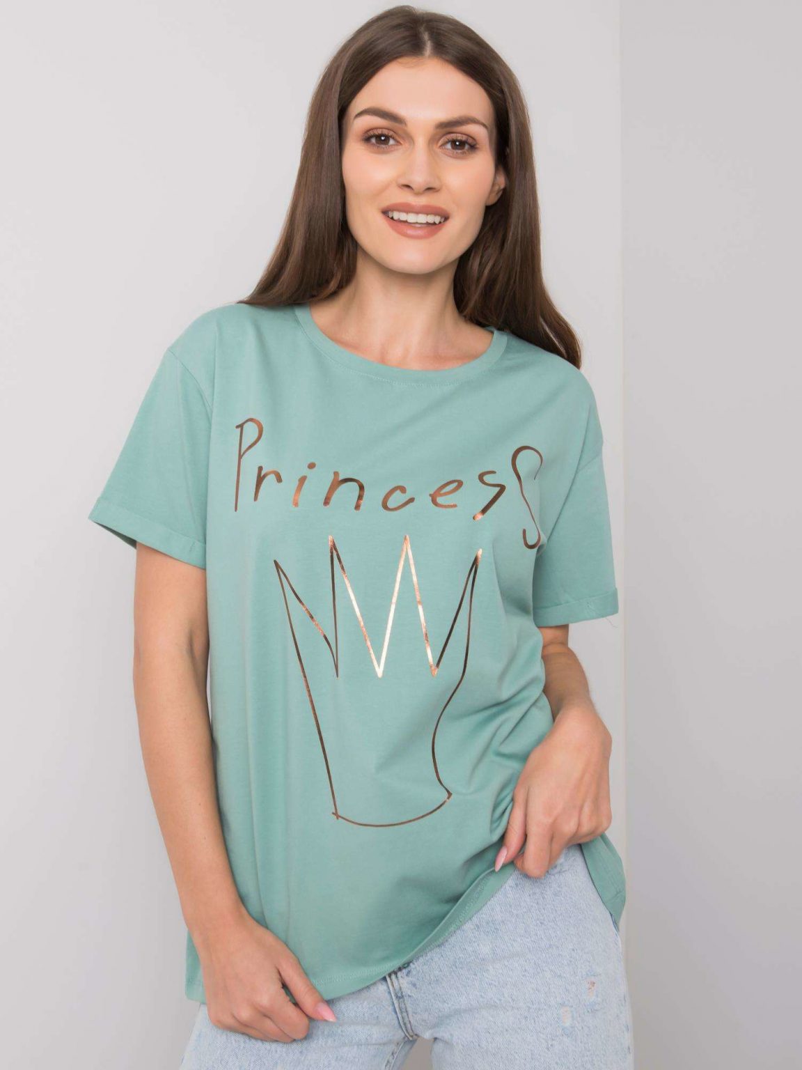 Jasnozielony t-shirt z nadrukiem Aosta