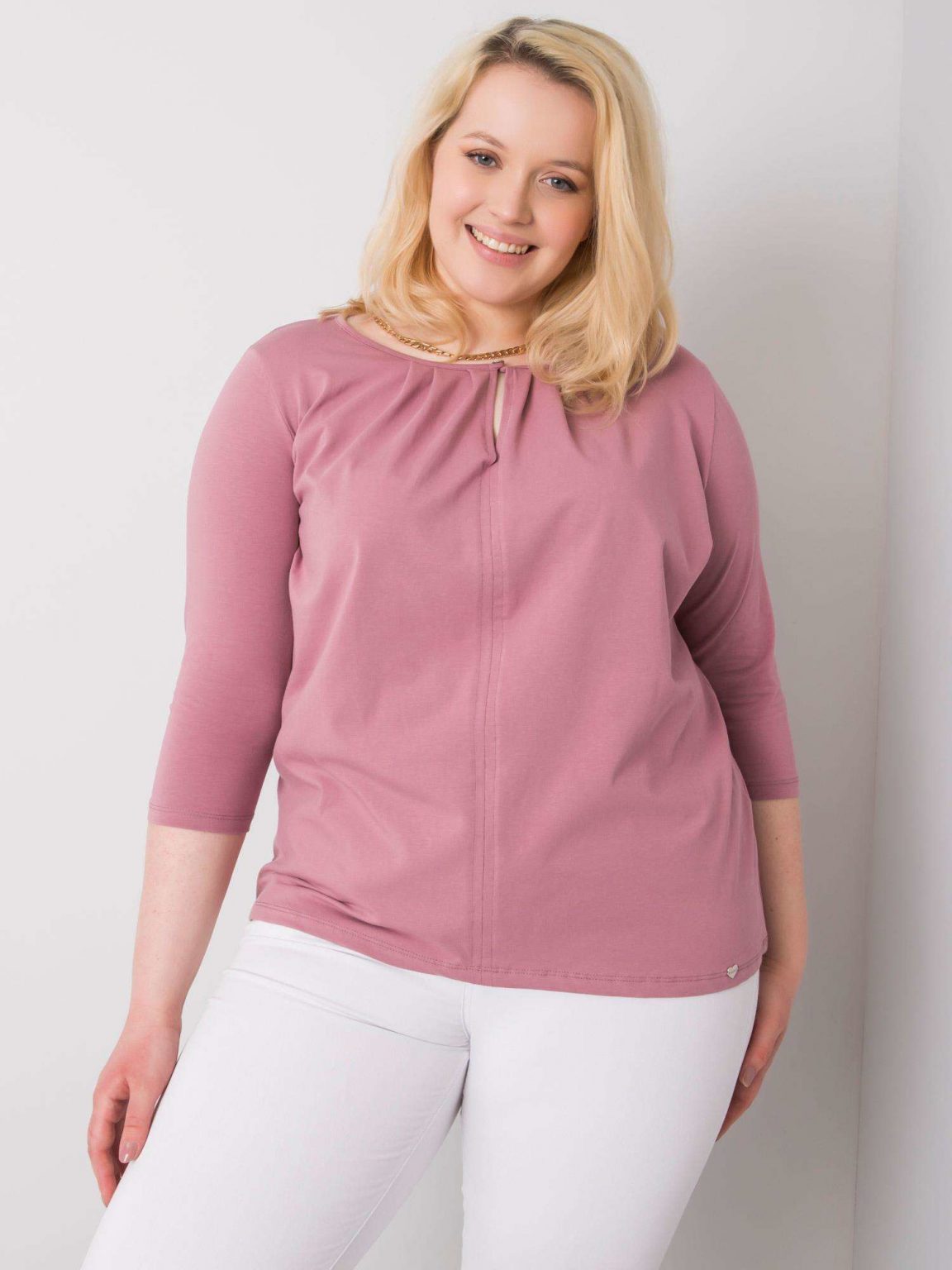 Brudnoróżowa bluzka plus size z bawełny Jodie