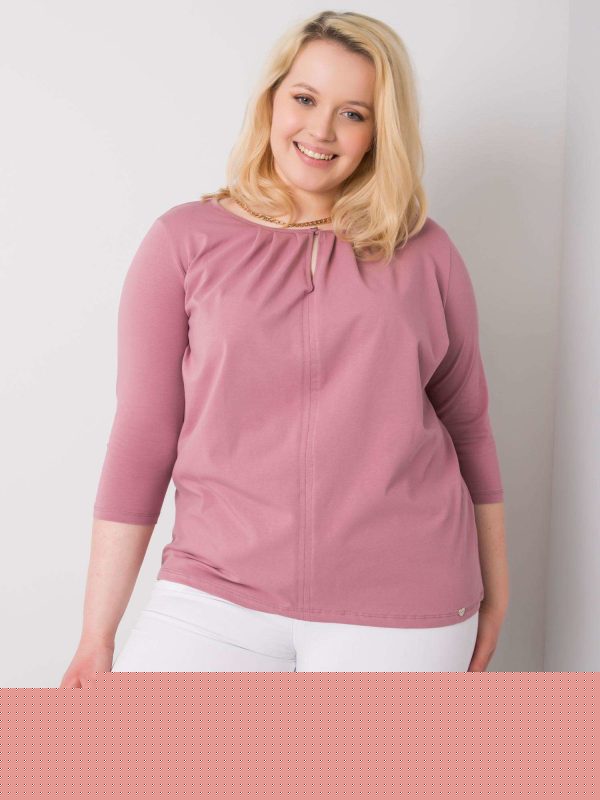 Brudnoróżowa bluzka plus size z bawełny Jodie