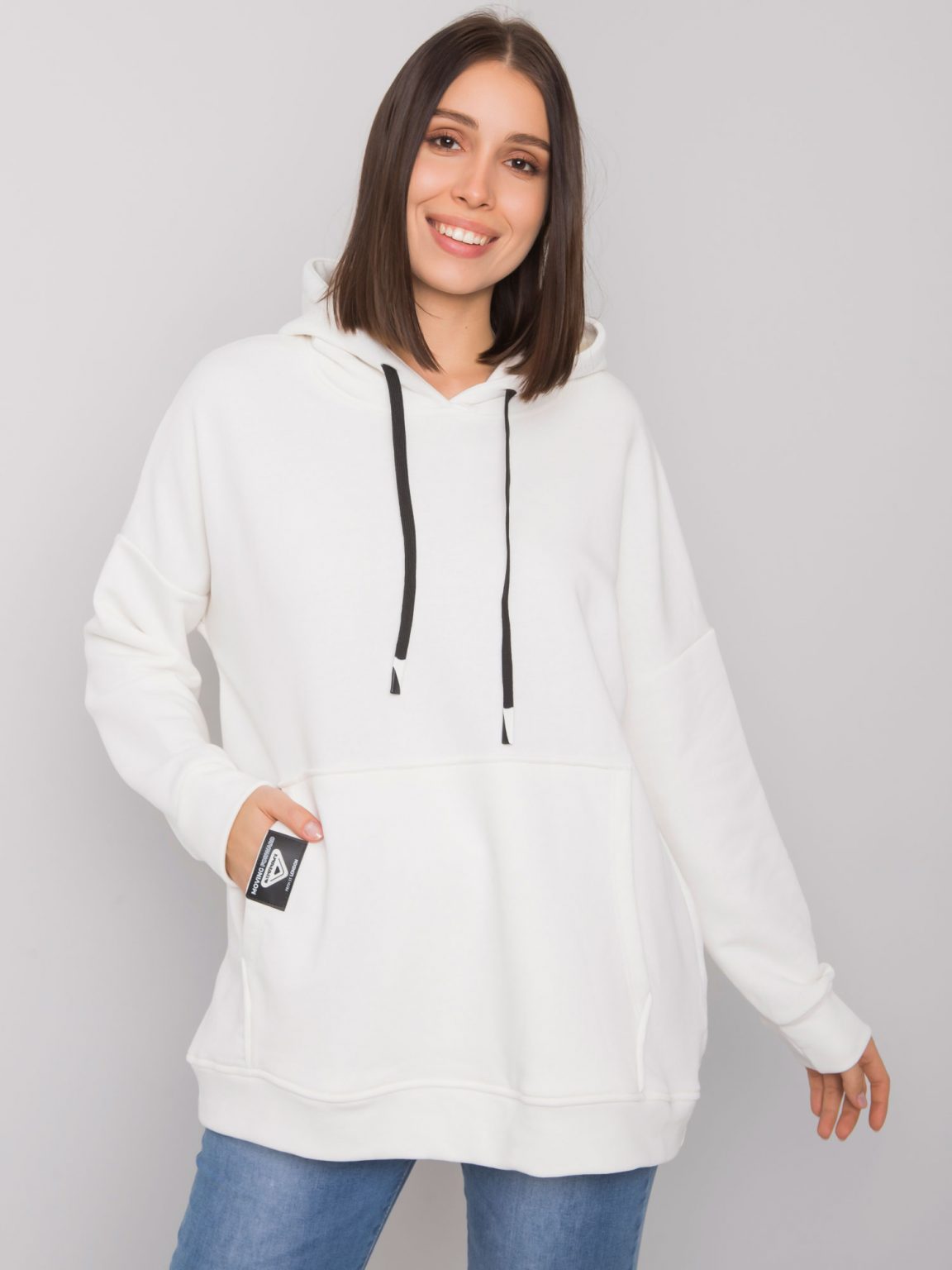 Ecru bluza kangurka plus size Josefina