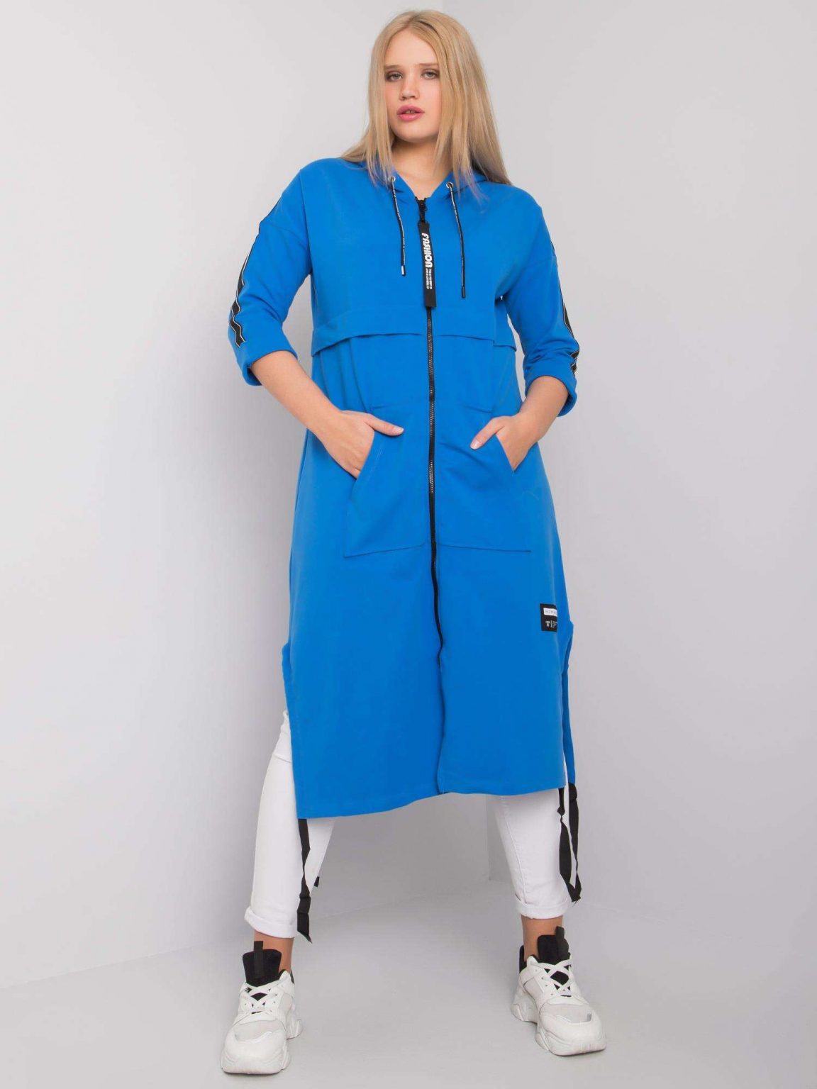 Niebieska długa bluza plus size Aydin