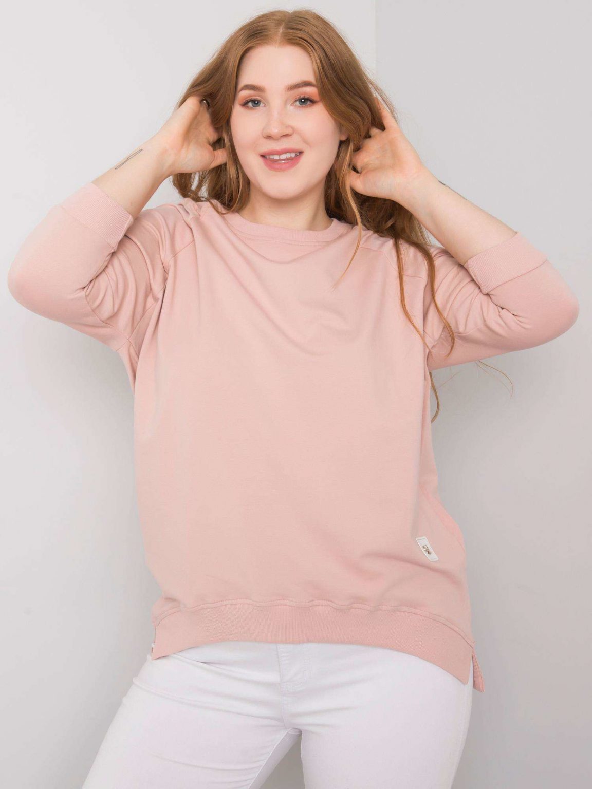 Brudnoróżowa bawełniana bluza plus size Ninetta