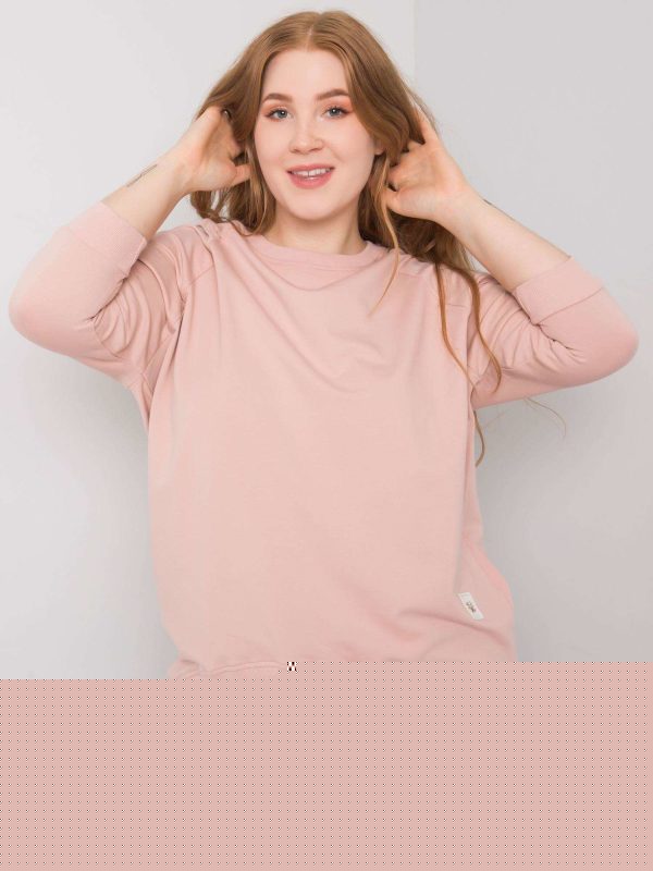 Brudnoróżowa bawełniana bluza plus size Ninetta