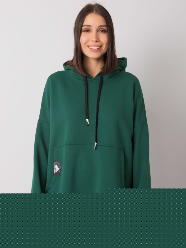 Ciemnozielona bluza kangurka plus size Josefina