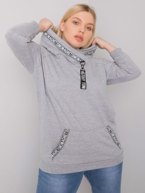 Szara melanżowa bluza z kapturem plus size Jordynn