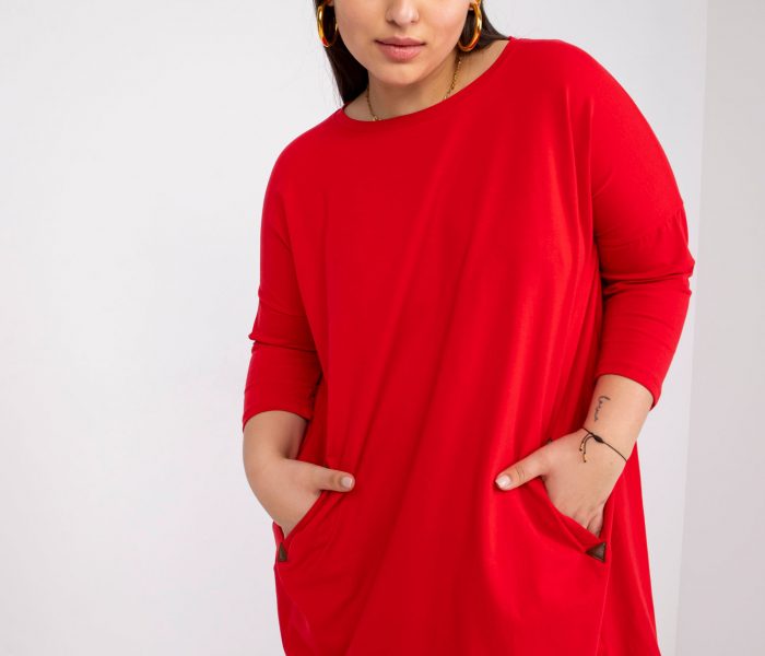 Hurtownia Czerwona tunika dresowa plus size Aline