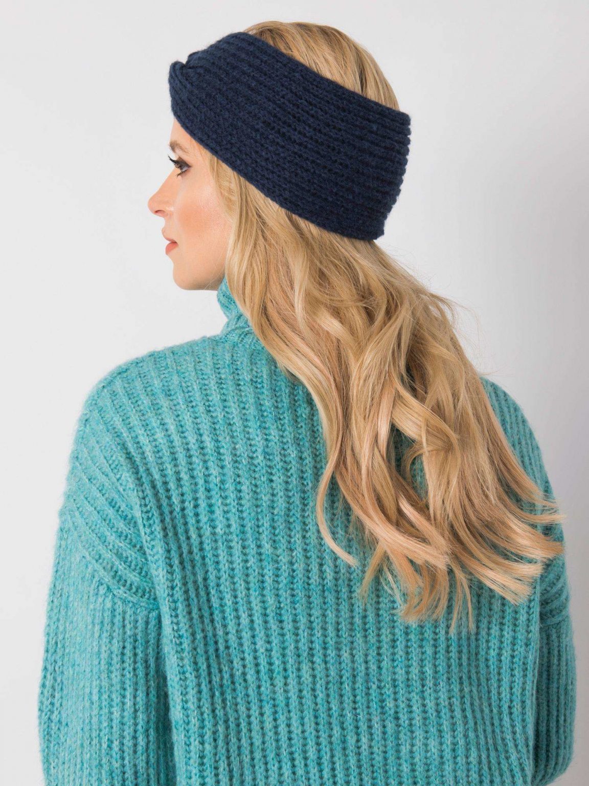 Granatowa opaska z dzianiny