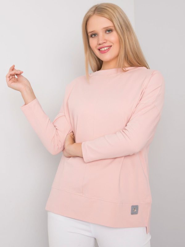 Brudnoróżowa gładka bluzka plus size Kalise