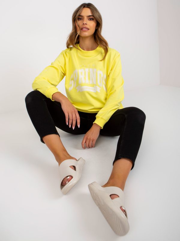 Zółto-biała damska bluza dresowa oversize z napisem
