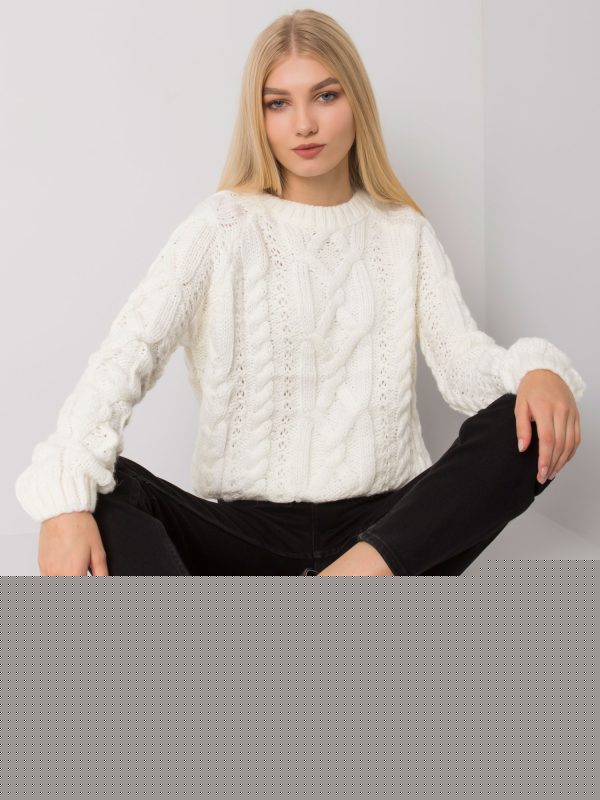 Ecru sweter w warkocze Milford RUE PARIS