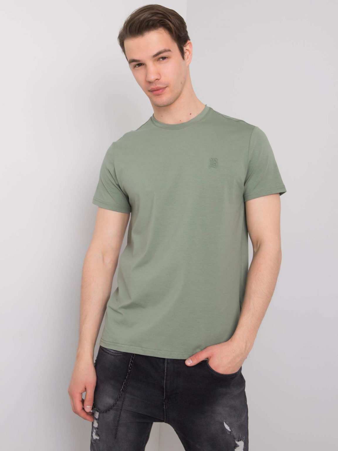 Khaki t-shirt męski basic Kenneth LIWALI