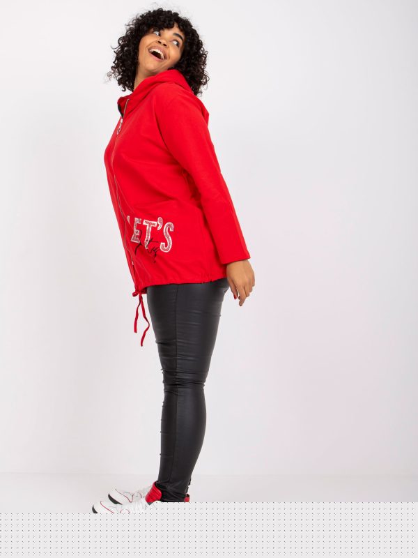 Czerwona dresowa bluza plus size z aplikacją Octavia
