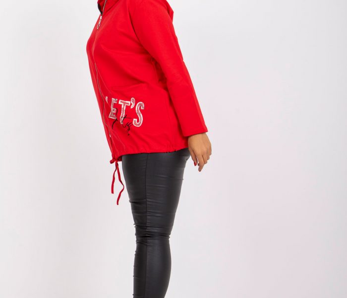 Hurtownia Czerwona dresowa bluza plus size z aplikacją Octavia
