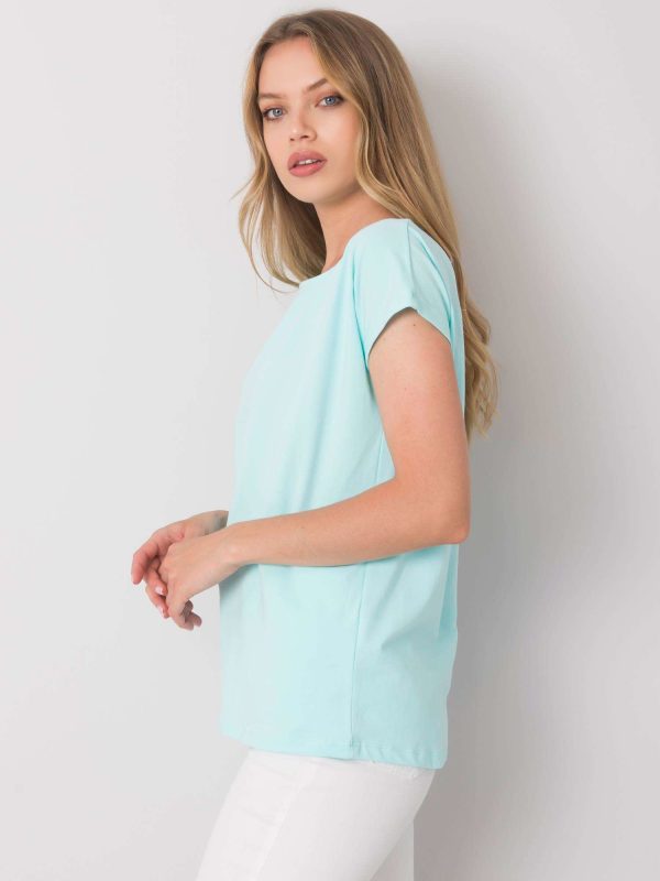 Miętowy t-shirt jednokolorowy Nadia
