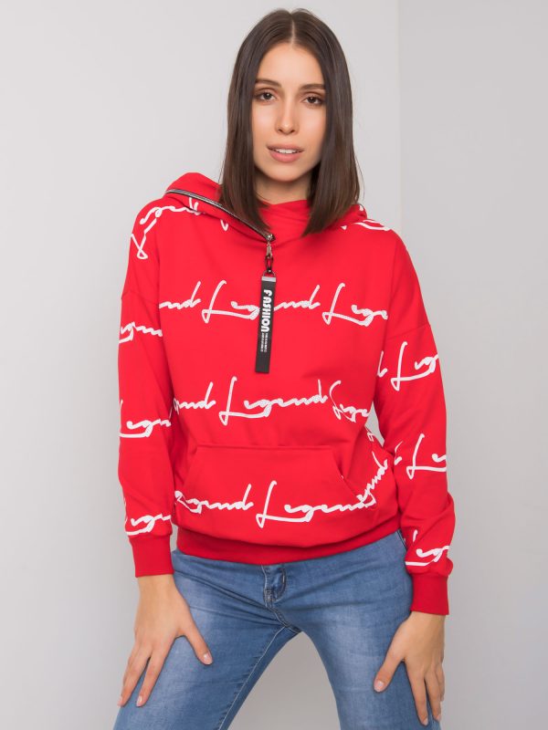 Czerwona bluza plus size z kieszenią Jossy