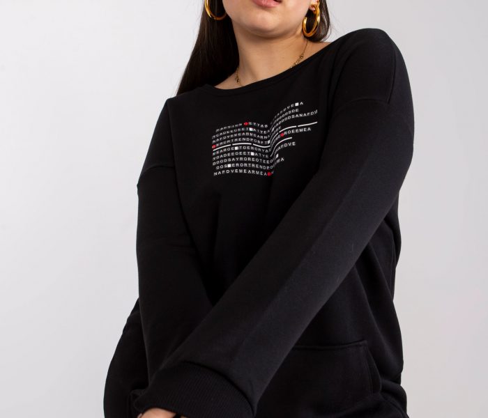 Hurtownia Czarna dresowa bluza plus size z aplikacją Desiree