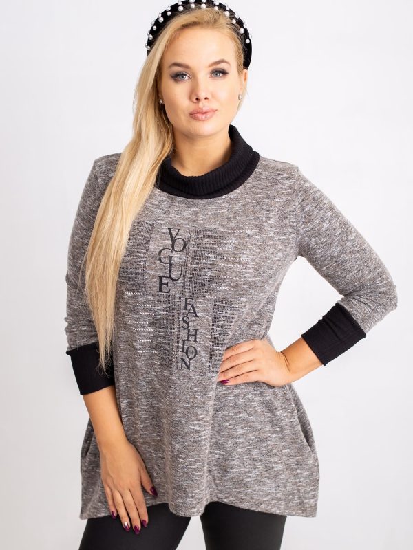 Ciemnobeżowa tunika plus size Caitlin