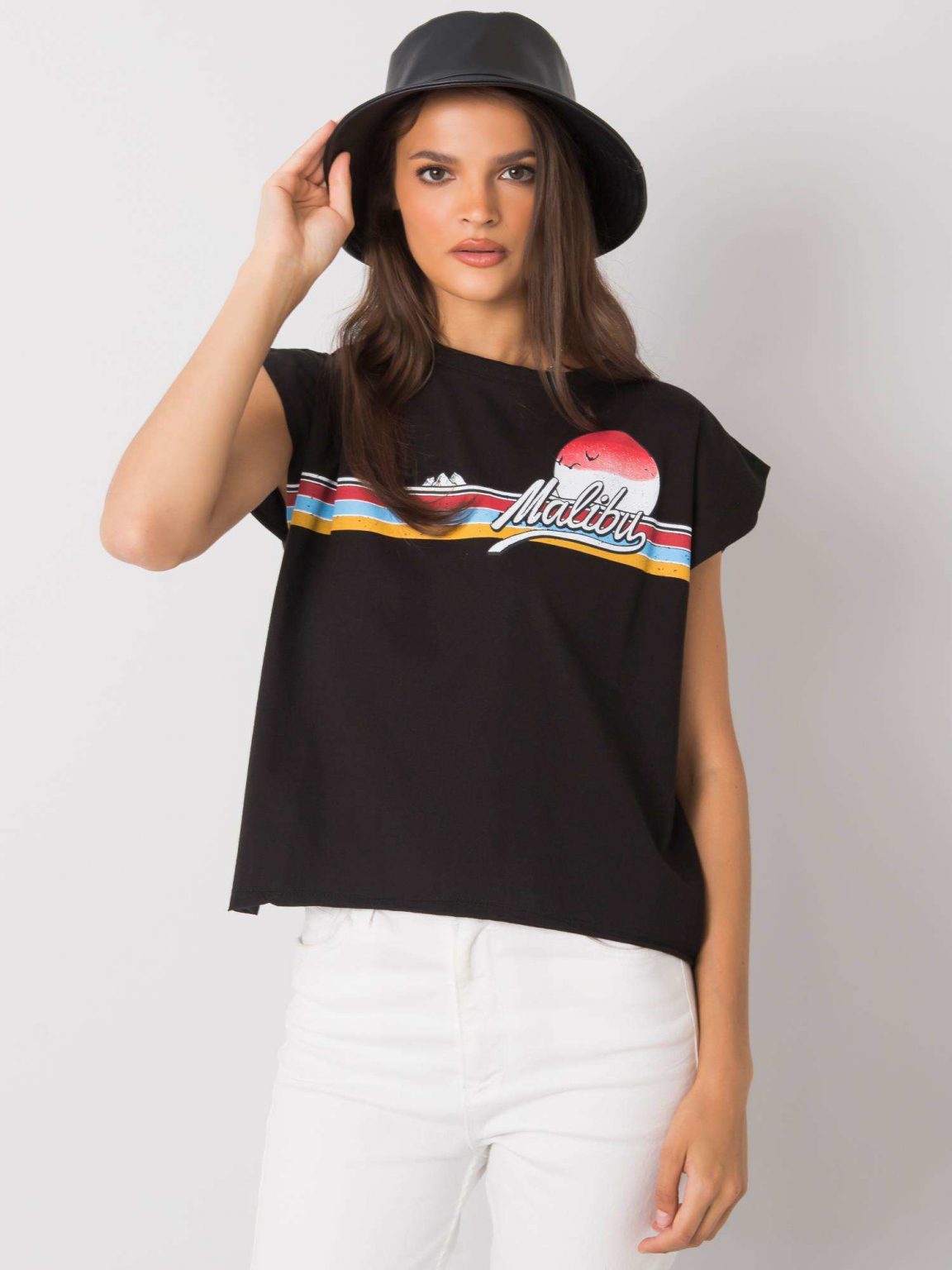 Czarny t-shirt z nadrukiem Malibu