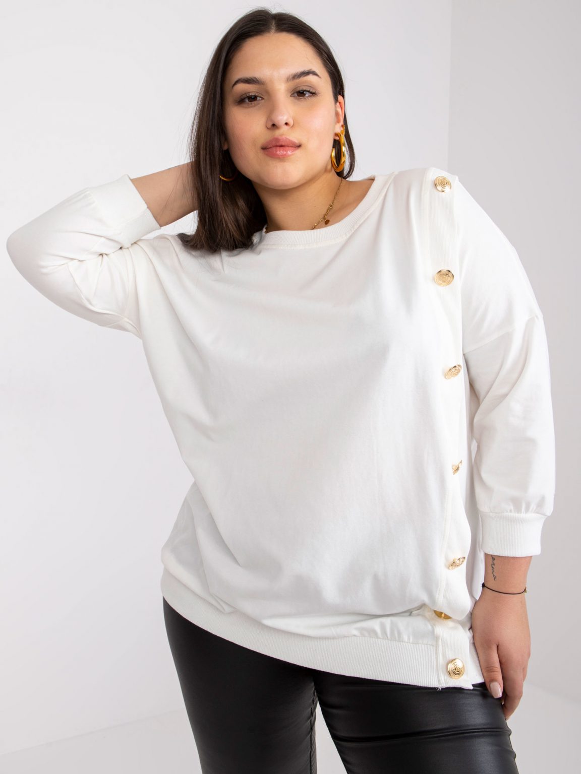 Ecru bluzka plus size bawełniana Brigitte