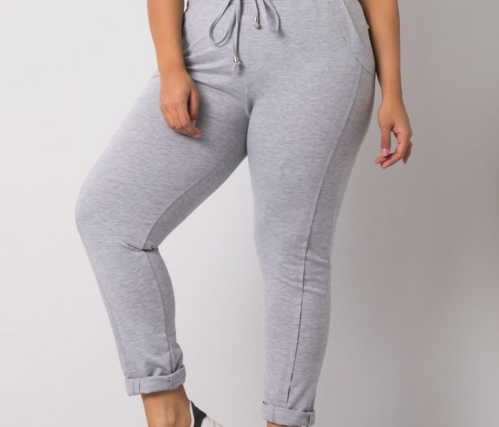 Hurtownia Szare melanżowe spodnie dresowe plus size Alva