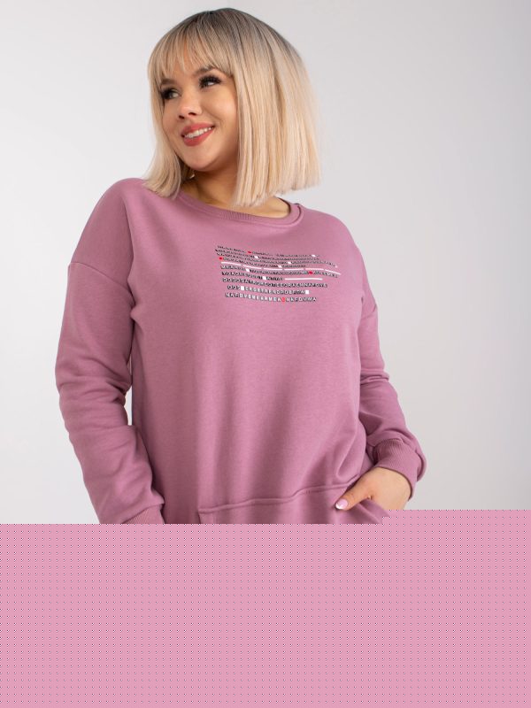Brudnoróżowa dresowa bluza plus size z napisami Desiree
