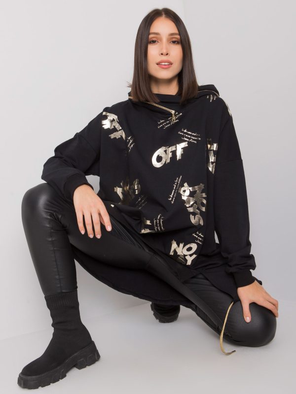Czarna bluza plus size z kapturem Paulie