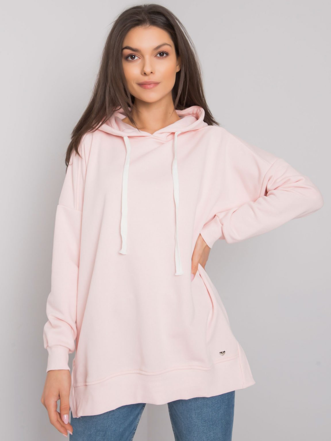 Jasnoróżowa bluza basic z kapturem Cleveland