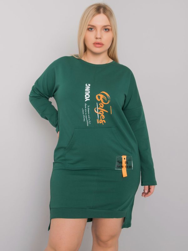 Ciemnozielona sukienka dresowa plus size Akira