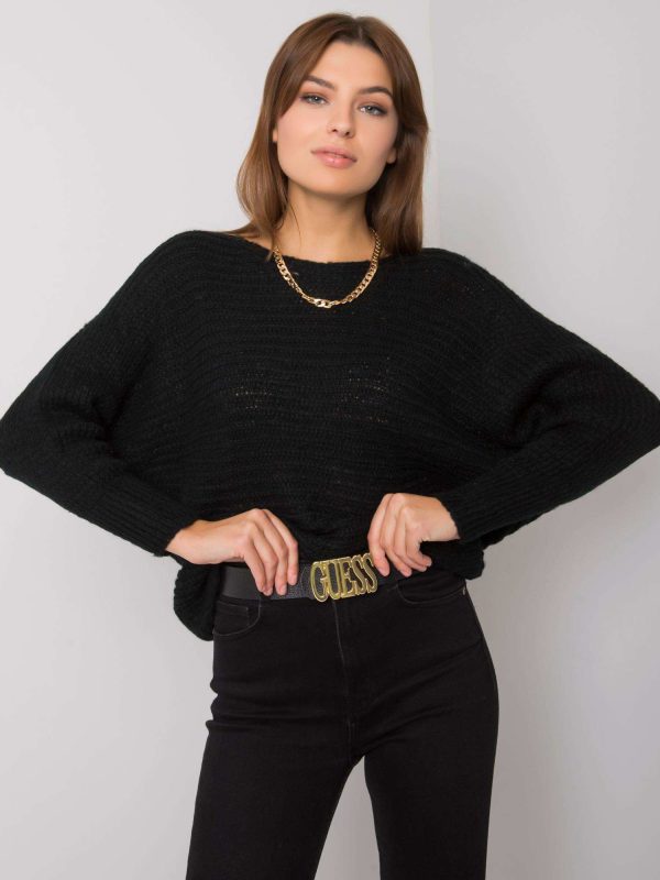 Czarny sweter z dzianiny Carina OCH BELLA
