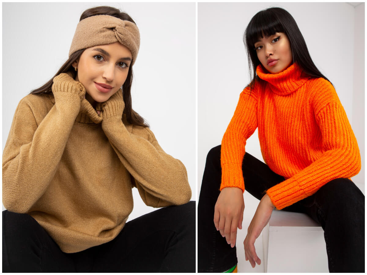 Kupuj od hurtownika modne damskie swetry z golfem