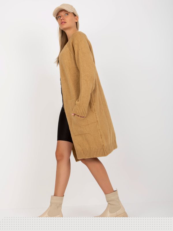 Hurtownia Camelowy długi kardigan oversize RUE PARIS