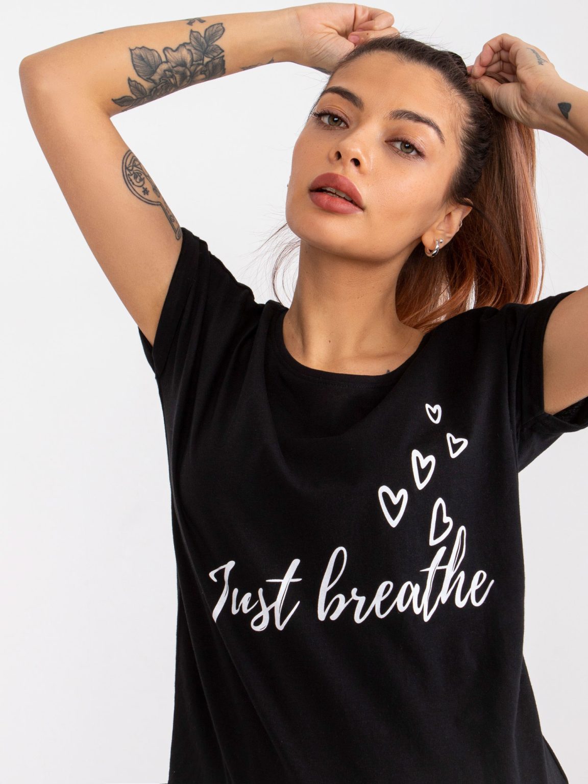Hurtownia Czarny t-shirt z nadrukiem bawełniany Pola MAYFLIES