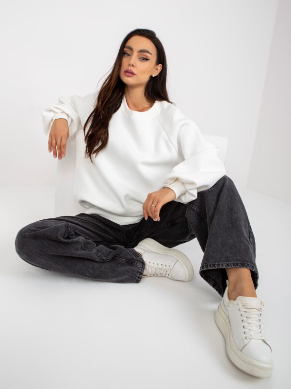 Hurtownia Ecru dresowa bluza bez kaptura o kroju oversize