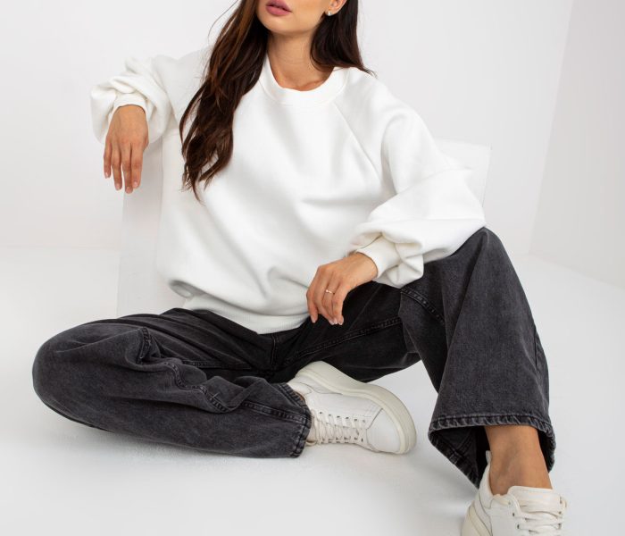 Hurtownia Ecru dresowa bluza bez kaptura o kroju oversize