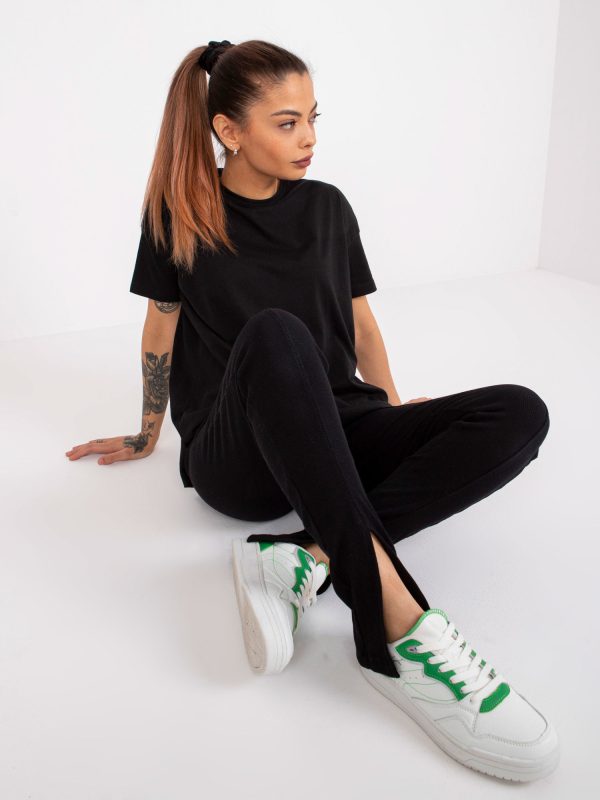 Hurtownia Czarny t-shirt basic bawełniany Honorine MAYFLIES