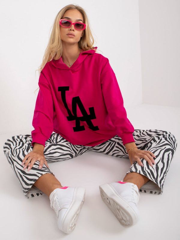 Hurtownia Fuksjowa dresowa bluza oversize z kapturem
