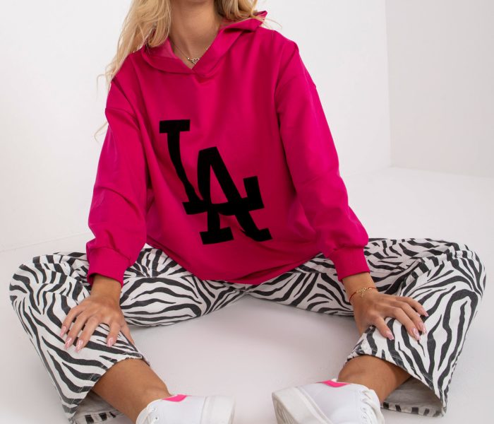 Hurtownia Fuksjowa dresowa bluza oversize z kapturem