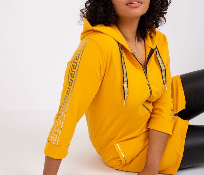 Hurtownia Żółta dresowa bluza plus size z printem Martha