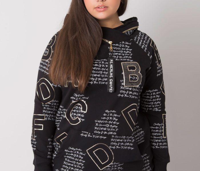 Hurtownia Czarna bluza plus size z aplikacją Adele