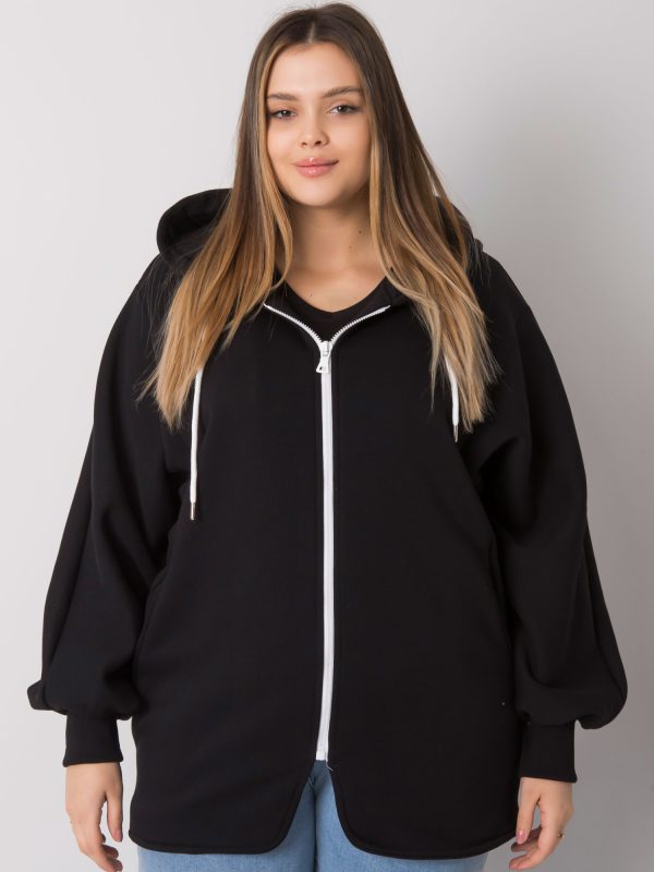 Hurtownia Czarna bluza plus size z kapturem Ella