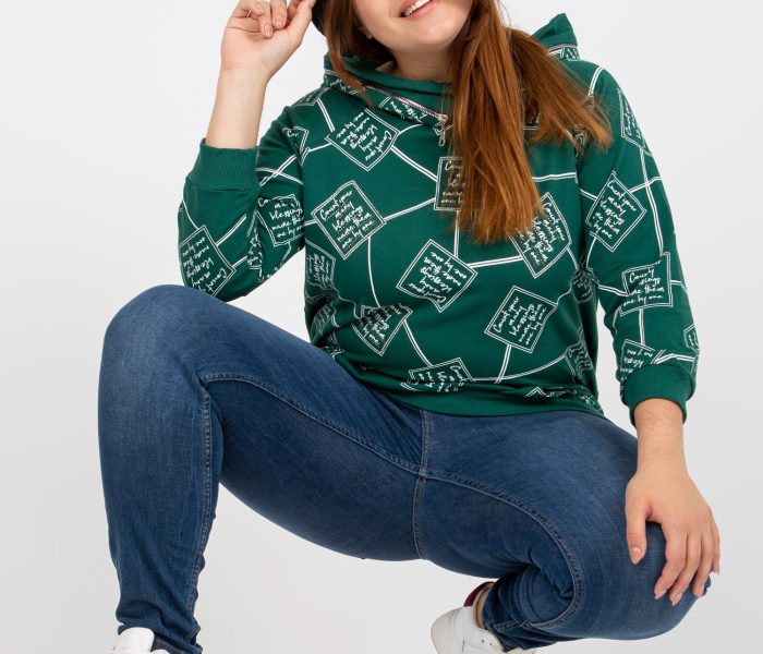 Hurtownia Zielona dresowa bluza plus size z kapturem
