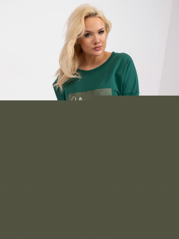 Hurtownia Ciemnozielona długa bluzka plus size z bawełny