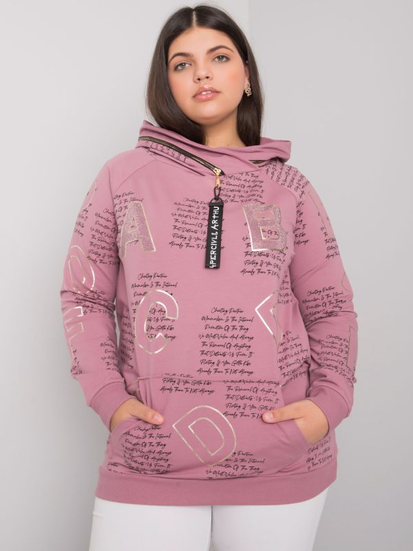 Hurtownia Brudnoróżowa bluza plus size z aplikacją Adele
