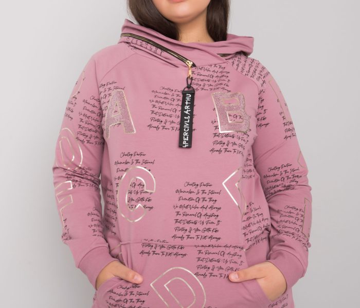 Hurtownia Brudnoróżowa bluza plus size z aplikacją Adele