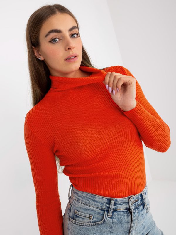 Hurtownia Pomarańczowy damski sweter z golfem