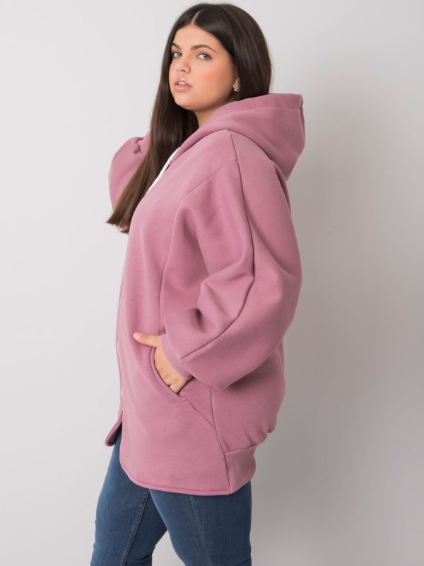 Hurtownia Brudnoróżowa bluza plus size z kapturem Ella