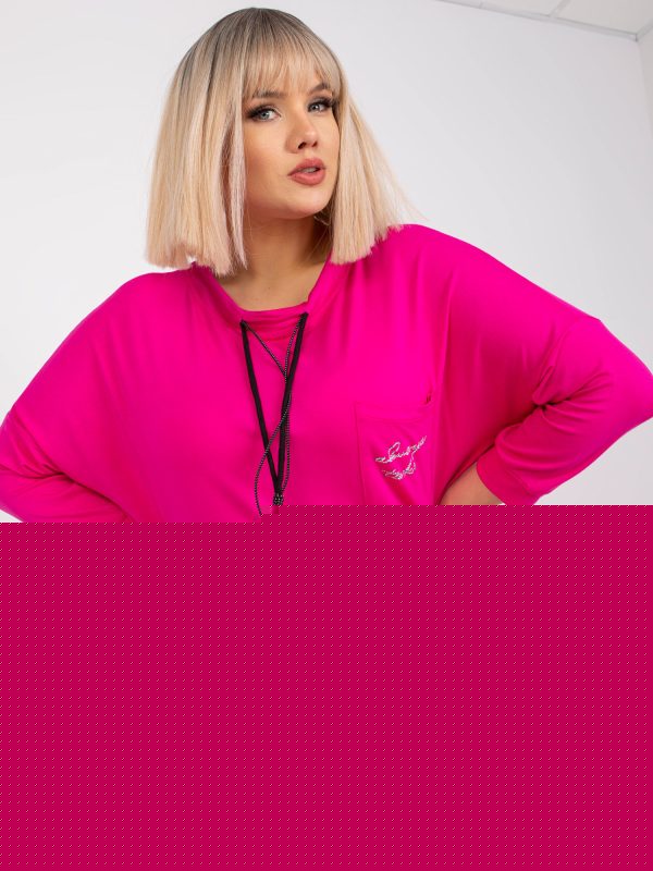 Hurtownia Fuksjowa bluzka plus size z kieszenią Roberta